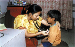 Medical examination carried out for a poor child by Trust.